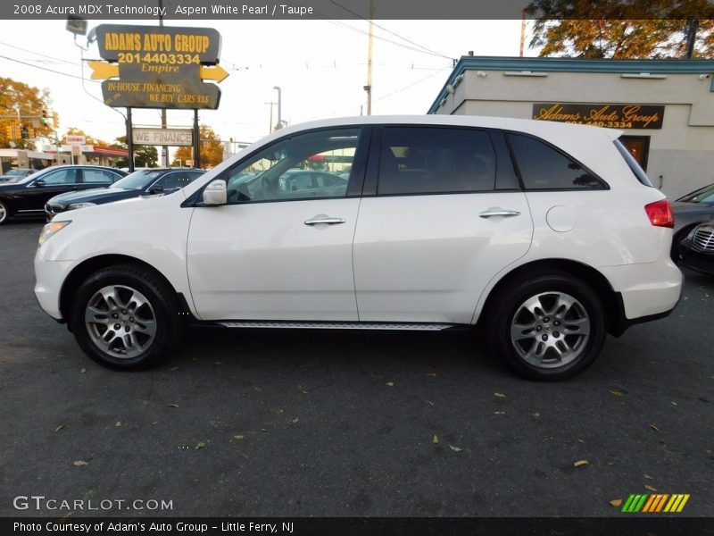 Aspen White Pearl / Taupe 2008 Acura MDX Technology