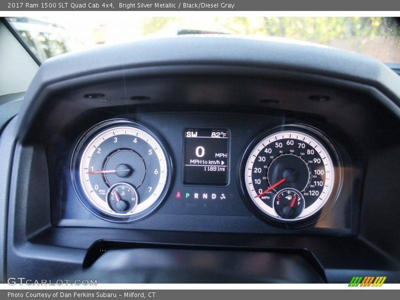 Bright Silver Metallic / Black/Diesel Gray 2017 Ram 1500 SLT Quad Cab 4x4