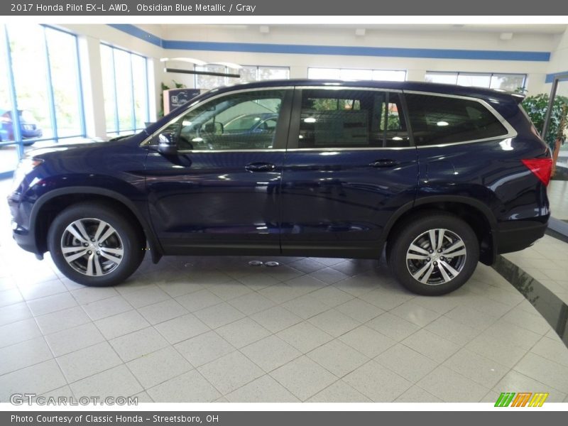 Obsidian Blue Metallic / Gray 2017 Honda Pilot EX-L AWD