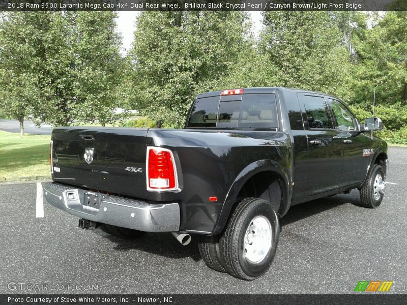 Brilliant Black Crystal Pearl / Canyon Brown/Light Frost Beige 2018 Ram 3500 Laramie Mega Cab 4x4 Dual Rear Wheel