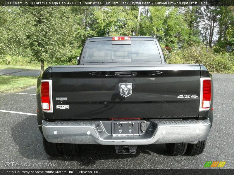 Brilliant Black Crystal Pearl / Canyon Brown/Light Frost Beige 2018 Ram 3500 Laramie Mega Cab 4x4 Dual Rear Wheel