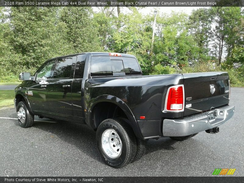 Brilliant Black Crystal Pearl / Canyon Brown/Light Frost Beige 2018 Ram 3500 Laramie Mega Cab 4x4 Dual Rear Wheel