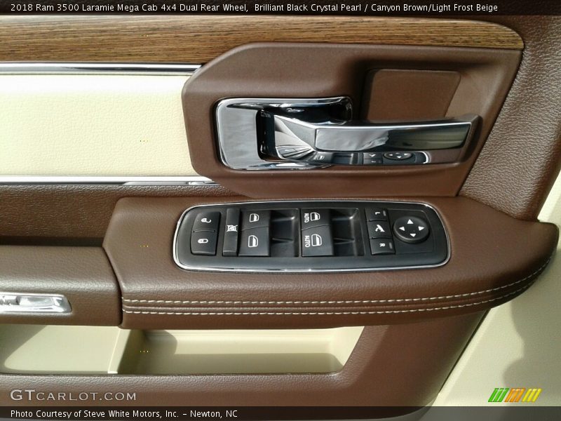 Brilliant Black Crystal Pearl / Canyon Brown/Light Frost Beige 2018 Ram 3500 Laramie Mega Cab 4x4 Dual Rear Wheel