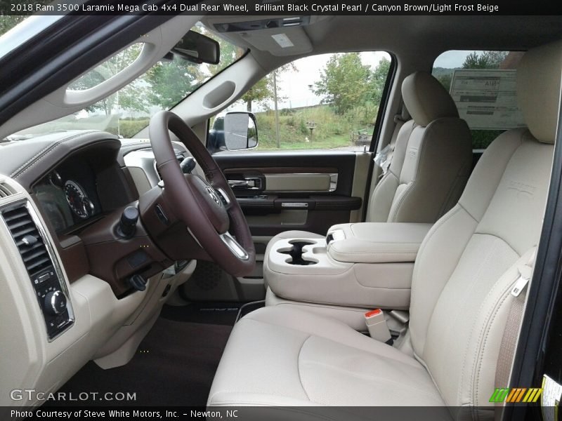 Brilliant Black Crystal Pearl / Canyon Brown/Light Frost Beige 2018 Ram 3500 Laramie Mega Cab 4x4 Dual Rear Wheel