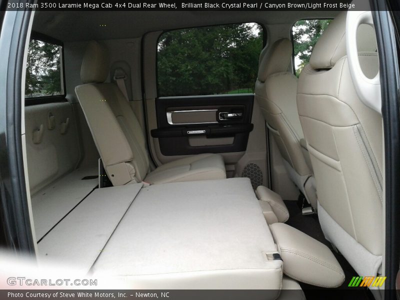 Brilliant Black Crystal Pearl / Canyon Brown/Light Frost Beige 2018 Ram 3500 Laramie Mega Cab 4x4 Dual Rear Wheel