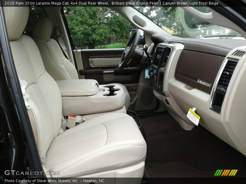 Brilliant Black Crystal Pearl / Canyon Brown/Light Frost Beige 2018 Ram 3500 Laramie Mega Cab 4x4 Dual Rear Wheel