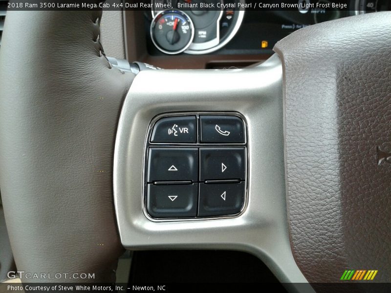 Brilliant Black Crystal Pearl / Canyon Brown/Light Frost Beige 2018 Ram 3500 Laramie Mega Cab 4x4 Dual Rear Wheel