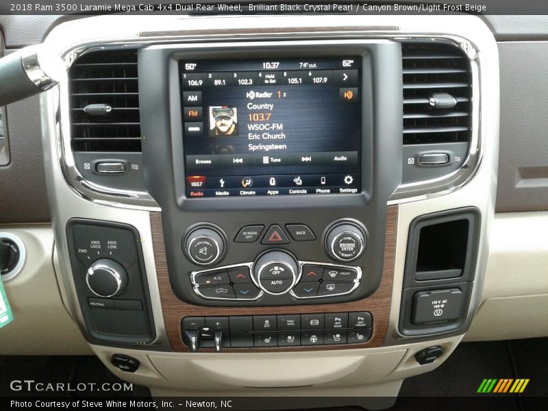 Brilliant Black Crystal Pearl / Canyon Brown/Light Frost Beige 2018 Ram 3500 Laramie Mega Cab 4x4 Dual Rear Wheel