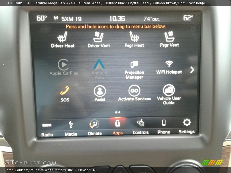 Brilliant Black Crystal Pearl / Canyon Brown/Light Frost Beige 2018 Ram 3500 Laramie Mega Cab 4x4 Dual Rear Wheel