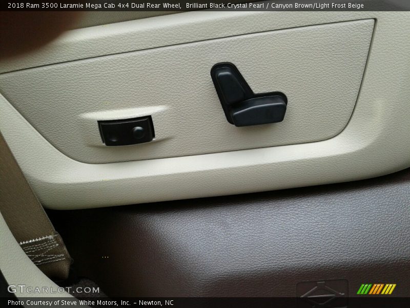 Brilliant Black Crystal Pearl / Canyon Brown/Light Frost Beige 2018 Ram 3500 Laramie Mega Cab 4x4 Dual Rear Wheel