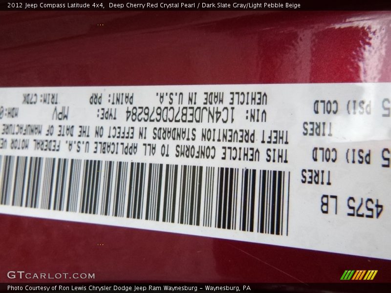 Deep Cherry Red Crystal Pearl / Dark Slate Gray/Light Pebble Beige 2012 Jeep Compass Latitude 4x4