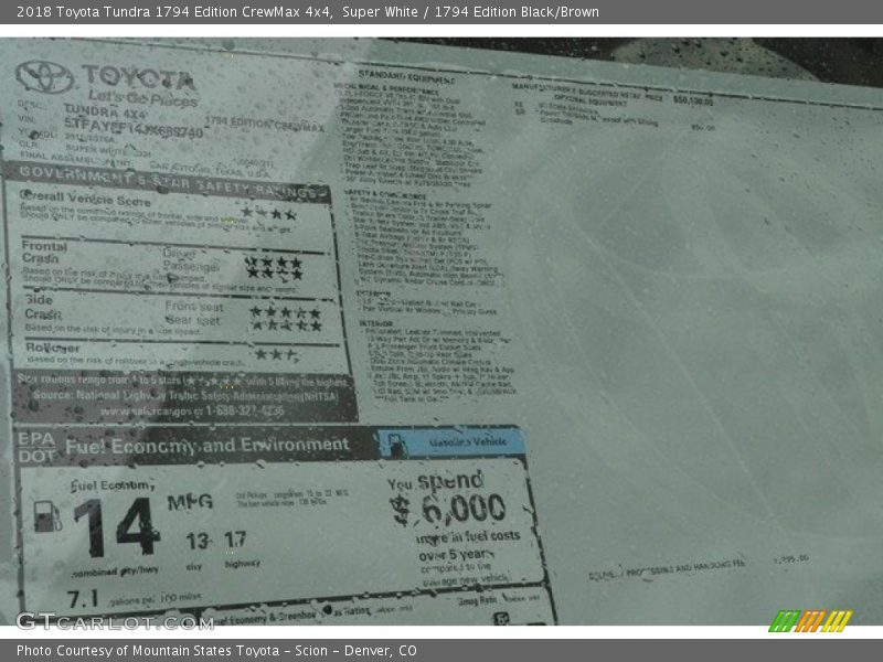 Super White / 1794 Edition Black/Brown 2018 Toyota Tundra 1794 Edition CrewMax 4x4
