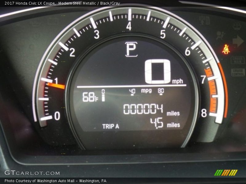 Modern Steel Metallic / Black/Gray 2017 Honda Civic LX Coupe