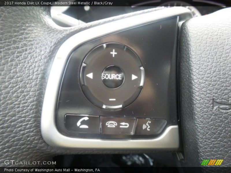 Modern Steel Metallic / Black/Gray 2017 Honda Civic LX Coupe
