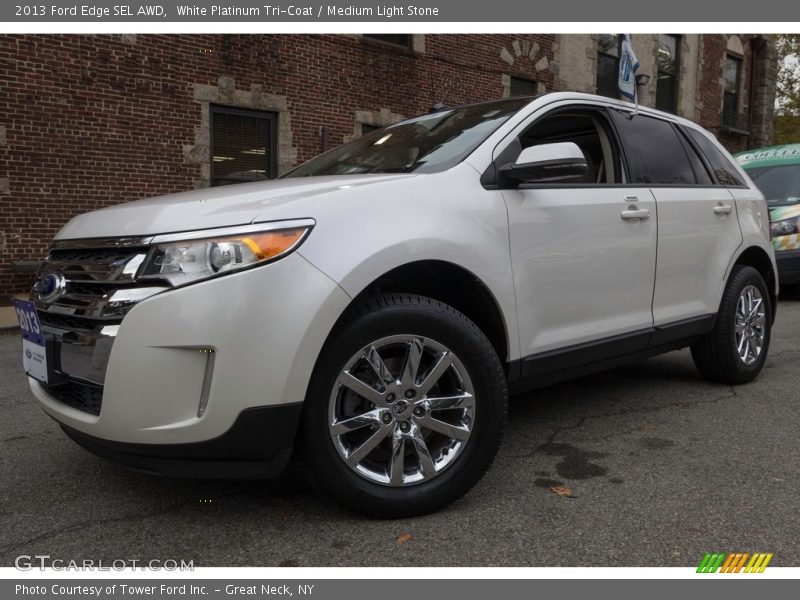 White Platinum Tri-Coat / Medium Light Stone 2013 Ford Edge SEL AWD