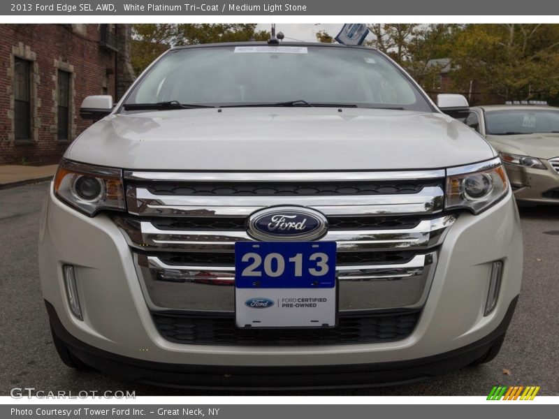 White Platinum Tri-Coat / Medium Light Stone 2013 Ford Edge SEL AWD
