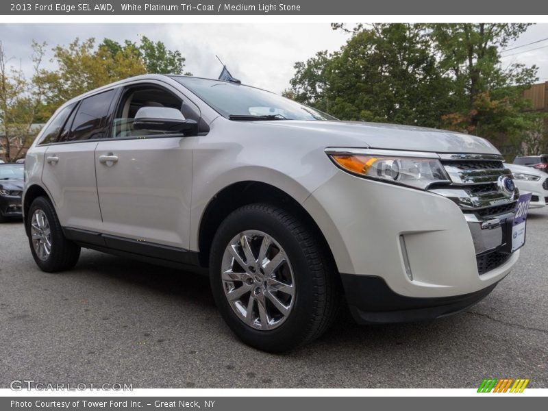 White Platinum Tri-Coat / Medium Light Stone 2013 Ford Edge SEL AWD