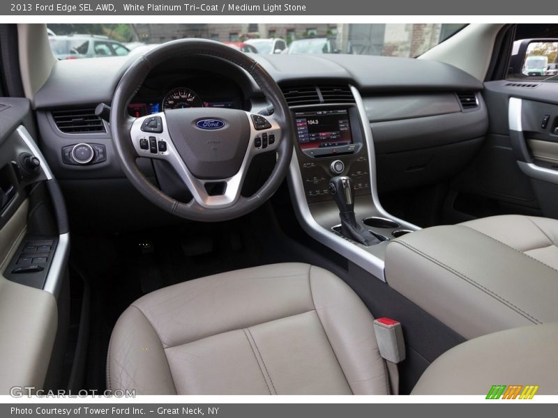 White Platinum Tri-Coat / Medium Light Stone 2013 Ford Edge SEL AWD