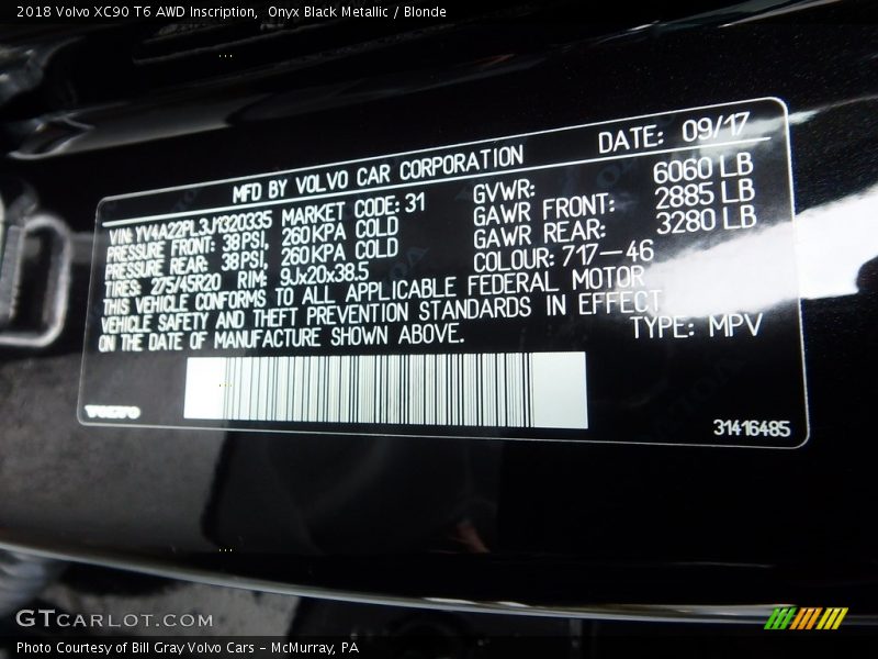 Onyx Black Metallic / Blonde 2018 Volvo XC90 T6 AWD Inscription