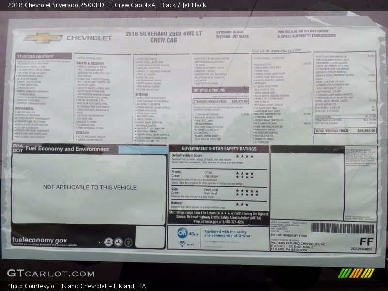  2018 Silverado 2500HD LT Crew Cab 4x4 Window Sticker