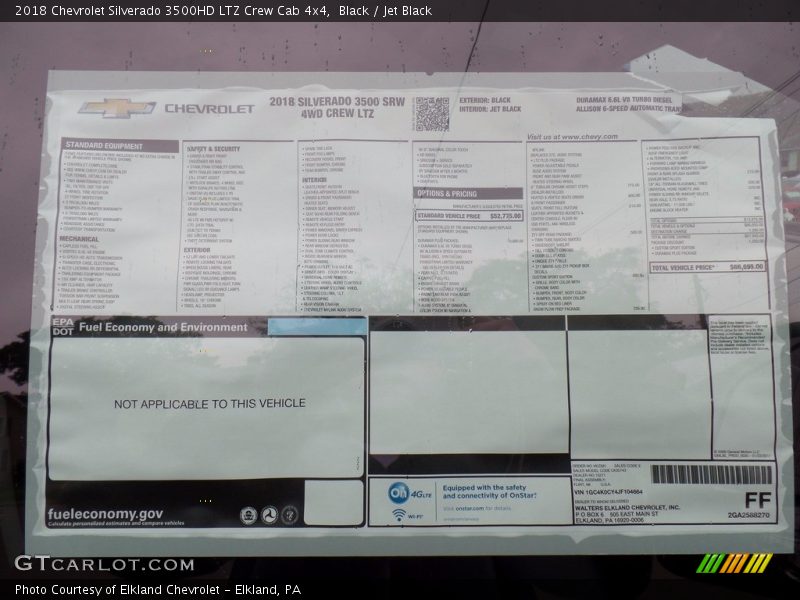  2018 Silverado 3500HD LTZ Crew Cab 4x4 Window Sticker