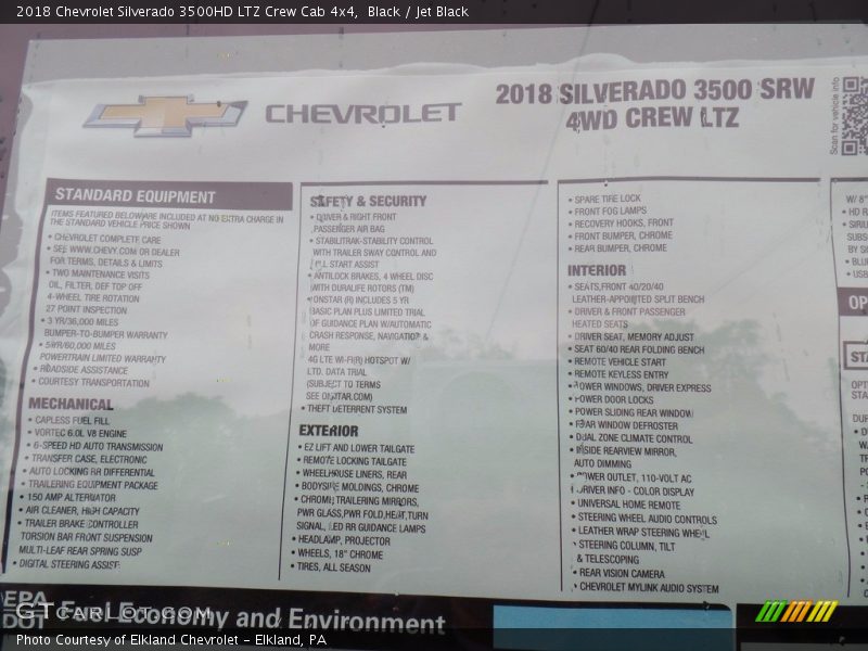 Black / Jet Black 2018 Chevrolet Silverado 3500HD LTZ Crew Cab 4x4