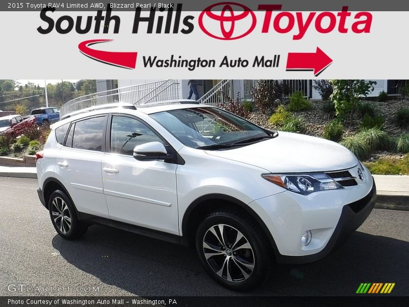Blizzard Pearl / Black 2015 Toyota RAV4 Limited AWD