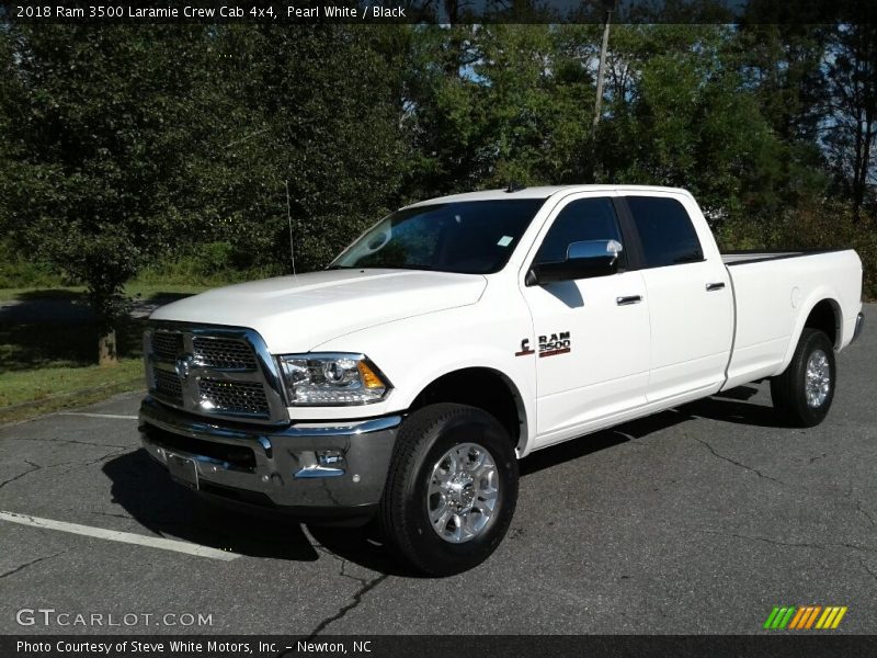 Pearl White / Black 2018 Ram 3500 Laramie Crew Cab 4x4