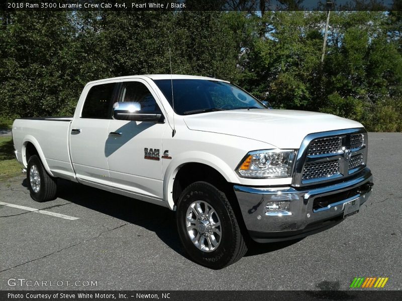 Pearl White / Black 2018 Ram 3500 Laramie Crew Cab 4x4
