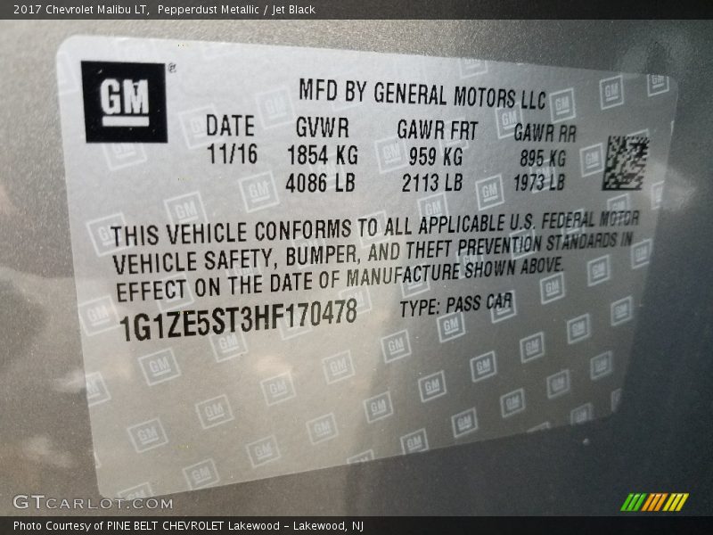 Pepperdust Metallic / Jet Black 2017 Chevrolet Malibu LT