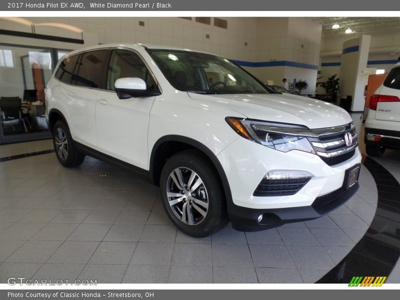 White Diamond Pearl / Black 2017 Honda Pilot EX AWD