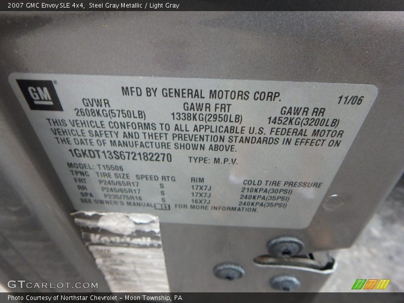 Steel Gray Metallic / Light Gray 2007 GMC Envoy SLE 4x4