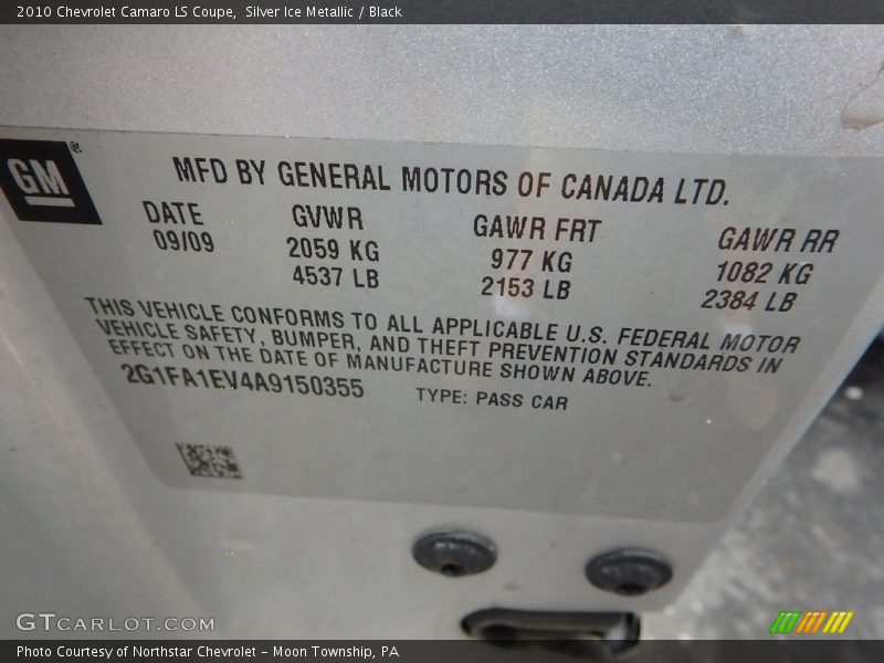 Silver Ice Metallic / Black 2010 Chevrolet Camaro LS Coupe