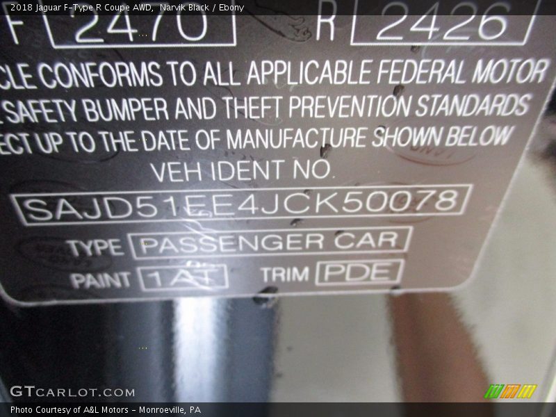2018 F-Type R Coupe AWD Narvik Black Color Code 1AT