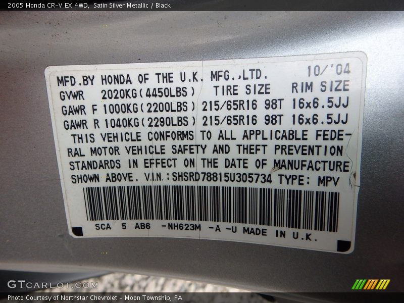 Satin Silver Metallic / Black 2005 Honda CR-V EX 4WD