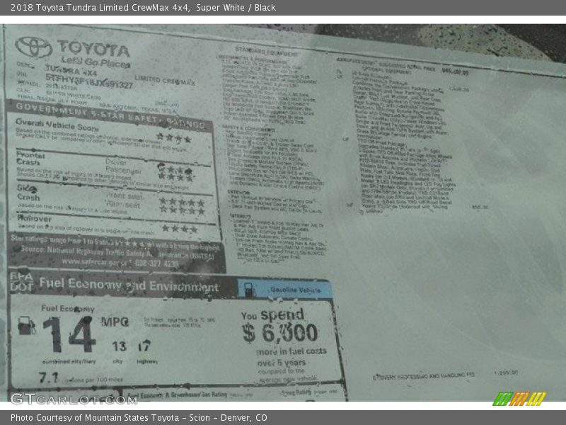 Super White / Black 2018 Toyota Tundra Limited CrewMax 4x4