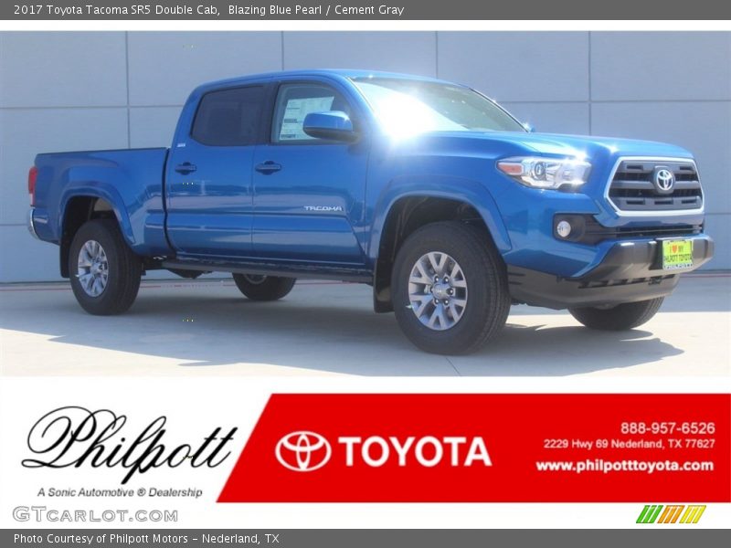 Blazing Blue Pearl / Cement Gray 2017 Toyota Tacoma SR5 Double Cab