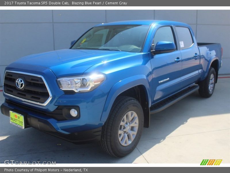 Blazing Blue Pearl / Cement Gray 2017 Toyota Tacoma SR5 Double Cab