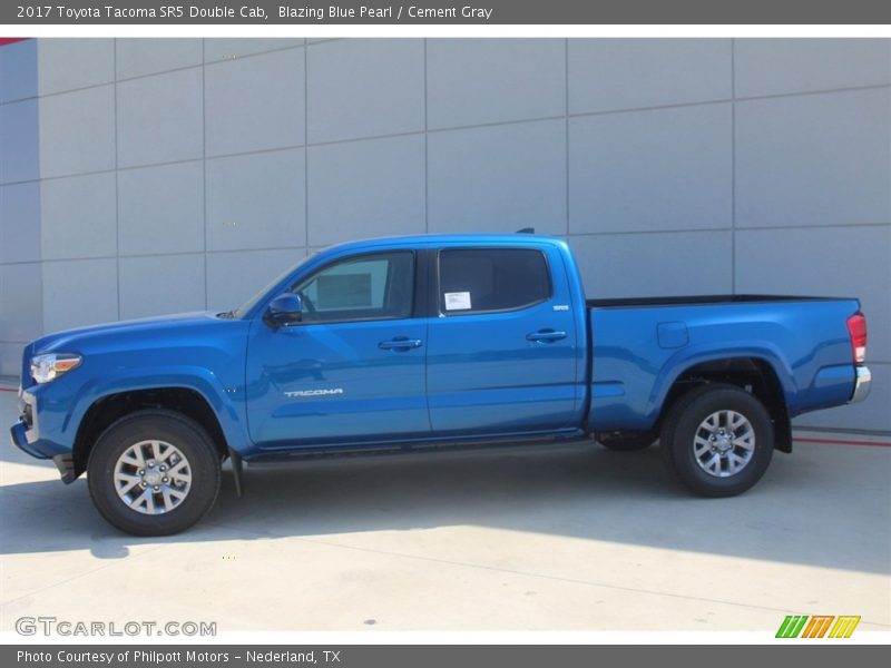 Blazing Blue Pearl / Cement Gray 2017 Toyota Tacoma SR5 Double Cab