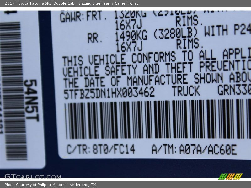 Blazing Blue Pearl / Cement Gray 2017 Toyota Tacoma SR5 Double Cab