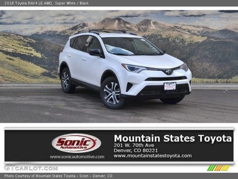 Super White / Black 2018 Toyota RAV4 LE AWD