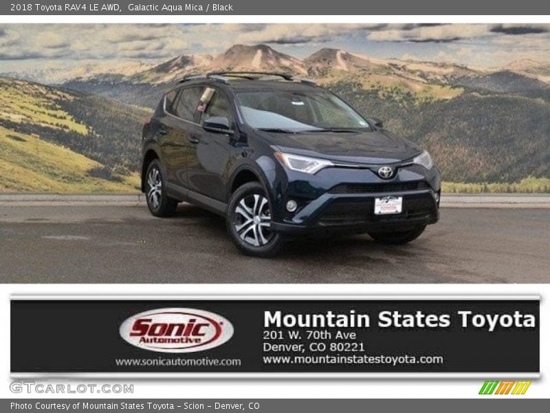 Galactic Aqua Mica / Black 2018 Toyota RAV4 LE AWD
