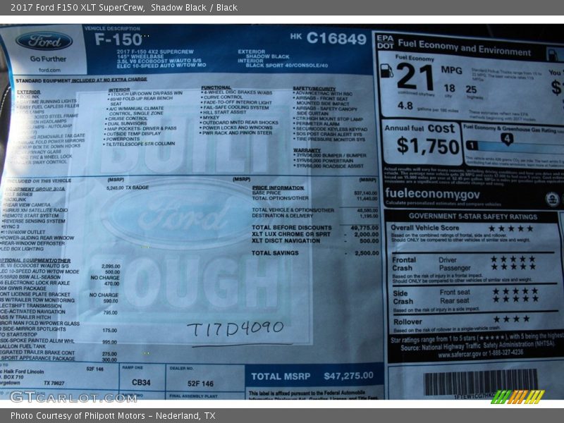 Shadow Black / Black 2017 Ford F150 XLT SuperCrew