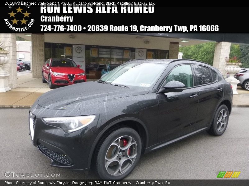 Vulcano (Volcano) Black Metallic / Black/Black 2018 Alfa Romeo Stelvio Sport AWD