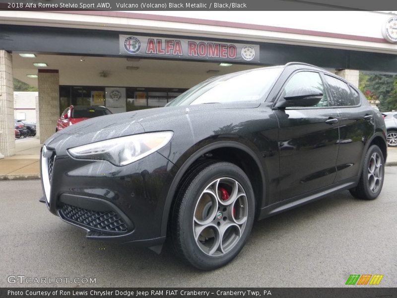 Vulcano (Volcano) Black Metallic / Black/Black 2018 Alfa Romeo Stelvio Sport AWD