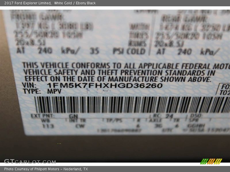 White Gold / Ebony Black 2017 Ford Explorer Limited