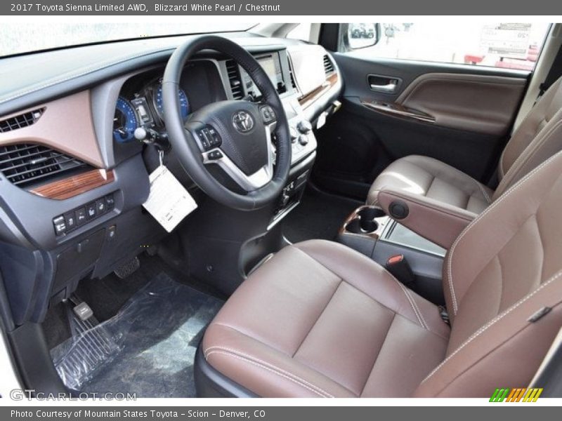Blizzard White Pearl / Chestnut 2017 Toyota Sienna Limited AWD