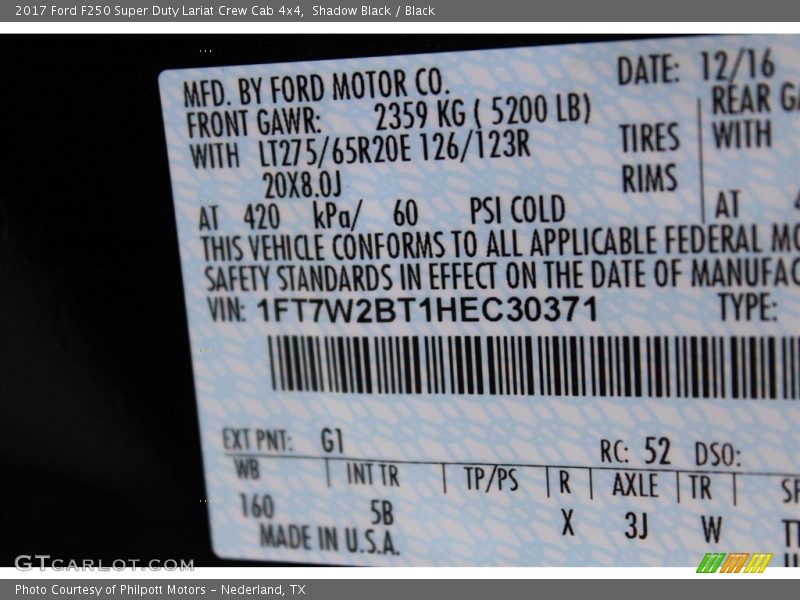 Shadow Black / Black 2017 Ford F250 Super Duty Lariat Crew Cab 4x4
