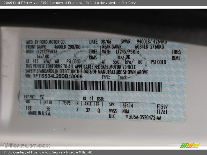 Oxford White / Medium Flint Grey 2006 Ford E Series Van E350 Commercial Extended