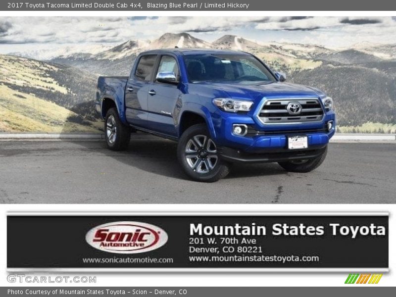Blazing Blue Pearl / Limited Hickory 2017 Toyota Tacoma Limited Double Cab 4x4
